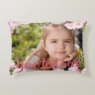 Kundenspezifische Foto-und Text-rosa Dekokissen