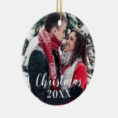 Kundenspezifische Foto-Weihnachtsverzierung Keramik Ornament (Rechts)