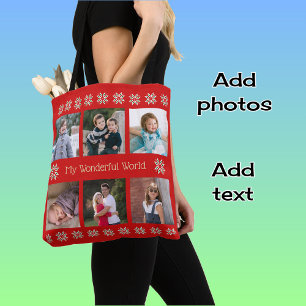 Kundenspezifische Foto-Winter-Blumen des Textes Tasche