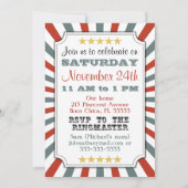 Kundenspezifische Foto-Zirkus-Geburtstags-Party Einladung (Rückseite)