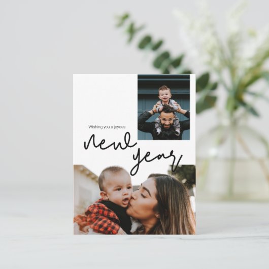 Kundenspezifische Fotos Gruß moderner Neujahrsschr Postkarte (Stehend Vorderseite)