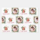 Kundenspezifische Fotos und Name Feste Grünpflanze Geschenkpapier Set (Vorderseite)