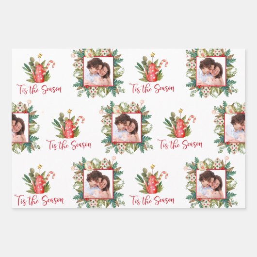 Kundenspezifische Fotos und Name Feste Grünpflanze Geschenkpapier Set (Vorderseite)