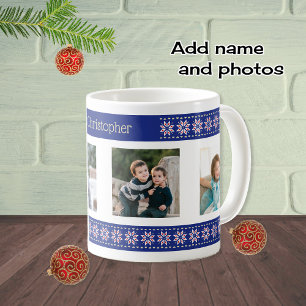 Kundenspezifische Fotos und NamensWeihnachtsmuster Kaffeetasse