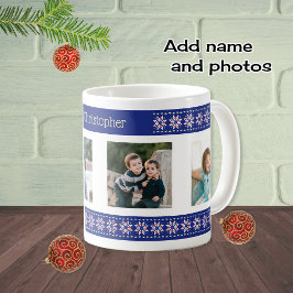 Kundenspezifische Fotos und NamensWeihnachtsmuster Kaffeetasse