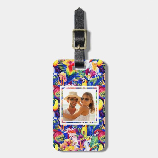 Kundenspezifische Fotowatercolor-Papageien Gepäckanhänger (Vorderseite vertikal)