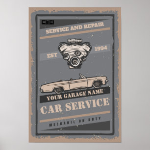Kundenspezifische Garage Retroposter Poster
