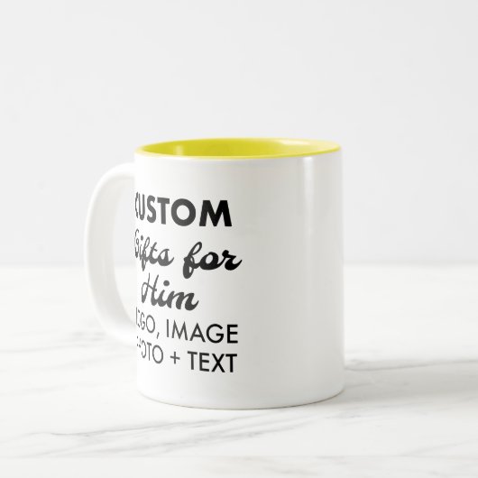 Kundenspezifische Geschenke für Ihm Gelb Zwei-Tone Zweifarbige Tasse (Vorderseite Links)