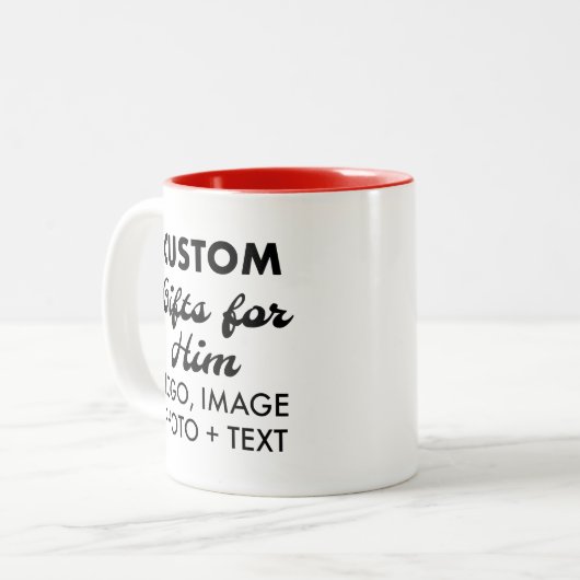Kundenspezifische Geschenke für Ihn Red Two-Tone T Zweifarbige Tasse (Vorderseite Links)