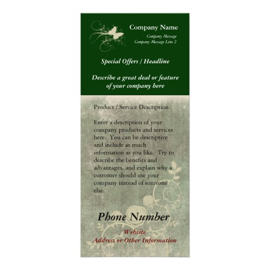 Kundenspezifische Gestell-Karte, grüner Entwurf Werbekarte (Vorne)