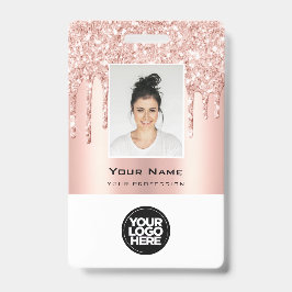 Kundenspezifische Glitzer Tropfen Rose Gold Name Ausweis