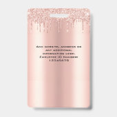 Kundenspezifische Glitzer Tropfen Rose Gold Name Ausweis (Rückseite)