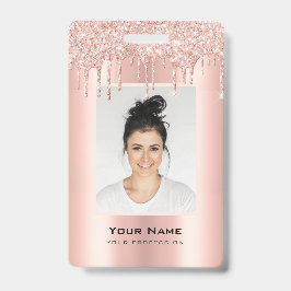 Kundenspezifische Glitzer Tropfen Rose Gold Name Ausweis