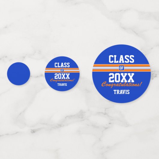 Kundenspezifische Glückwünsche zu Orange und Blue Konfetti (Vorderseiten)