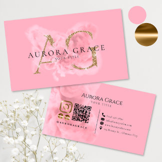 Kundenspezifische Gold & Pink Monogram Business Ca Visitenkarte