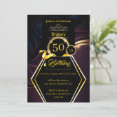 Kundenspezifische Gold und Lila Einladung zum Gebu (Stehend Vorderseite)