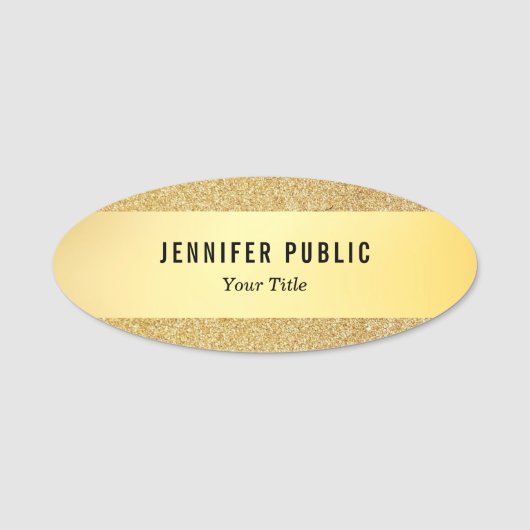 Kundenspezifische GoldGlitzer-Schablonen-eleganter Namensschild (Vorderseite)