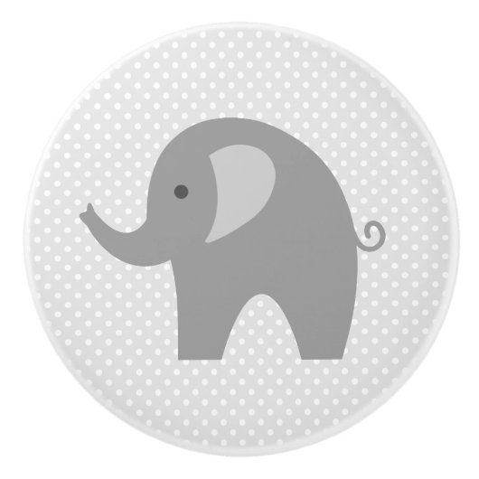 Kundenspezifische graue Elefant-Kinderzimmertür- Keramikknauf (Vorderseite)