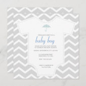 Kundenspezifische graue Zickzack Shirtbabydusche Einladung (Vorne/Hinten)