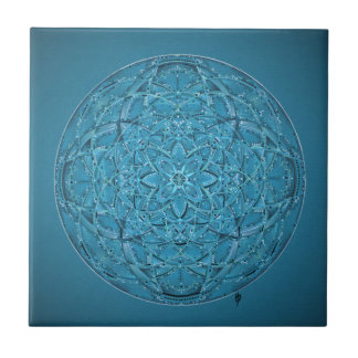 Kundenspezifische Hand gezeichneter blauer Mandala Fliese