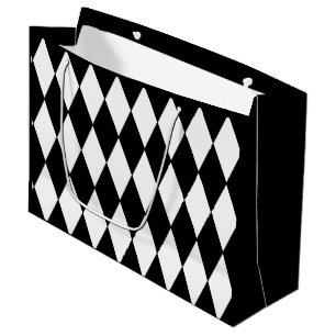 Kundenspezifische Harlekin-schwarzer Diamant-groß Große Geschenktüte