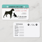 Kundenspezifische Haustier-Visitenkarten - Visitenkarte (Vorne/Hinten)