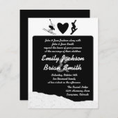 Kundenspezifische Hochzeit Schwarz-weißen Ski Einladung (Vorne/Hinten)
