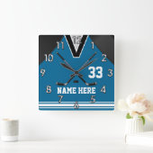 Kundenspezifische Hockey-Wanduhren Ihr NAME und Quadratische Wanduhr (Zuhause)