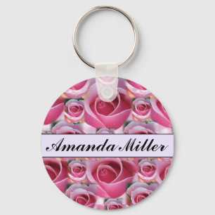 Kundenspezifische hübsche rosa Rosen Name, Schlüsselanhänger