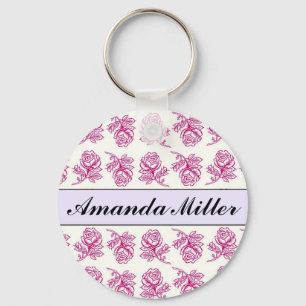 Kundenspezifische hübsche rosa Rosen Name, Schlüsselanhänger