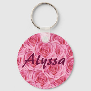 Kundenspezifische hübsche rosa Rosen Name, Schlüsselanhänger