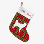 Kundenspezifische Hundezucht-rotes u. grünes Kleiner Weihnachtsstrumpf (Vorderansicht (hängend))