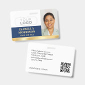 Kundenspezifische ID-Logo QR Navy Gold Ausweis (Vorder- & Rückseite)