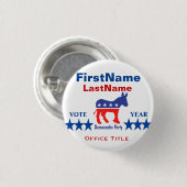 Kundenspezifische Kampagnen-Schablone Demokraten Button (Vorne & Hinten)