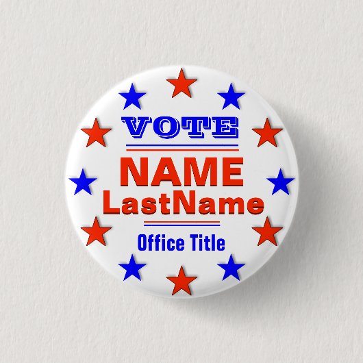 Kundenspezifische Kampagnen-Schablone mit Sternen Button (Vorderseite)