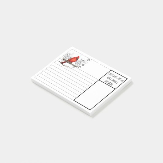 Kundenspezifische Kardinäle erscheinen, wenn Engel Post-it Klebezettel (angewinkelt)