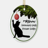 "Kundenspezifische Katze im Weihnachtsbaum Keramik Ornament (Rechts)