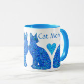 Kundenspezifische Katzen-Mama-abstrakte sitzende Tasse (VorderseiteRechts)
