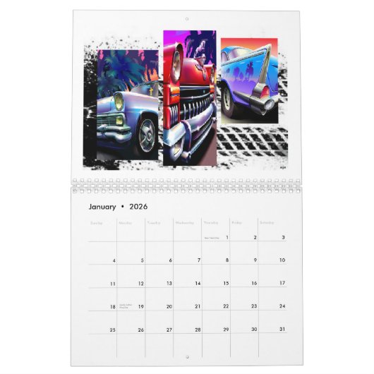 Kundenspezifische klassische Autos Druckkalender Kalender (Jan 2026)