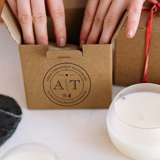 Kundenspezifische KMU-Monogramm mit sozialen Medie Gummistempel