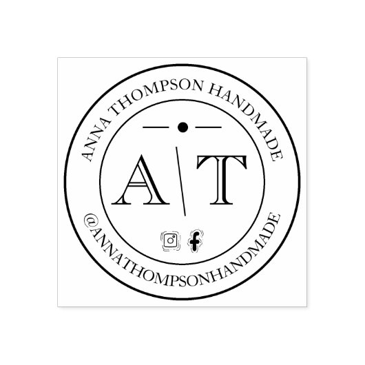 Kundenspezifische KMU-Monogramm mit sozialen Medie Gummistempel (Prägung)