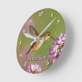 Kundenspezifische Kolibri-Blumen Runde Wanduhr (Winkel)