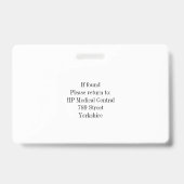 Kundenspezifische Kunden Logo Firmenname ID Ausweis (Rückseite)