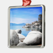 Kundenspezifische Lake- Tahoesand-Hafen-Fotografie Silbernes Ornament (Links)
