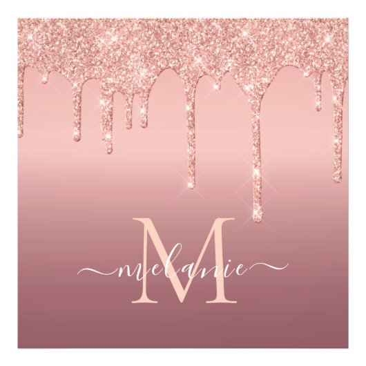 Kundenspezifische Letter Your Name Rosen Gold Glit Fotodruck (Vorne)