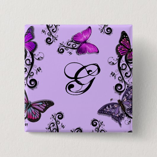 Kundenspezifische lila Schmetterlinge Button (Vorderseite)