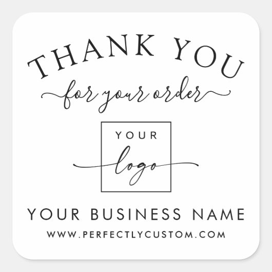 Kundenspezifische Logo-Bestellung Vielen Dank Quadratischer Aufkleber (Vorderseite)