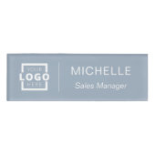 Kundenspezifische Logo-Dusty Blue Business Mitarbe Namenschild (Vorderseite)