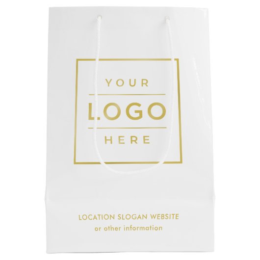 Kundenspezifische Logo-Gold-Marke Mittlere Geschenktüte (Rückseite)