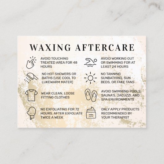 Kundenspezifische Logo Gold Waxing Aftercare Card Visitenkarte (Rückseite)